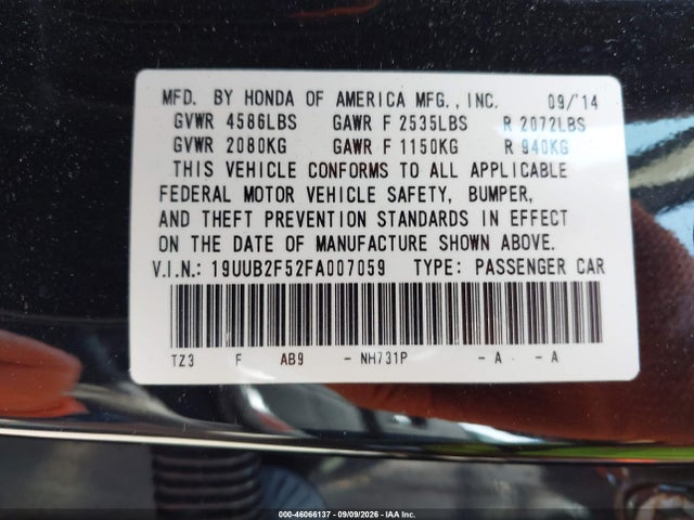 Продаж на аукціоні авто 2015 Acura Tlx V6 Tech, vin: 19UUB2F52FA007059, номер лоту: 46066137