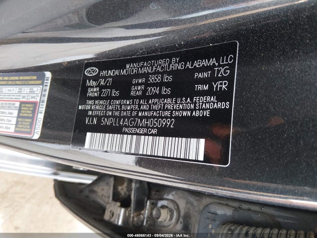 46066143 :رقم المزاد ، 5NPLL4AG7MH050992 vin ، 2021 Hyundai Elantra Se مزاد بيع