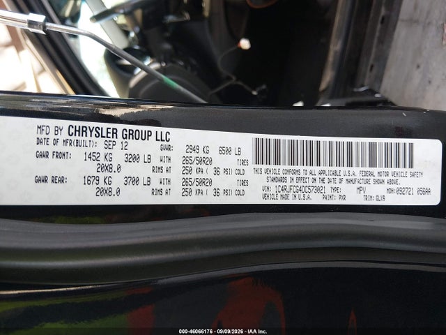 Продаж на аукціоні авто 2013 Jeep Grand Cherokee Overland Summit, vin: 1C4RJFCG4DC573021, номер лоту: 46066176