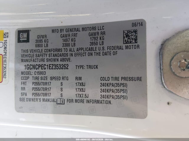 1GCNCPEC1EZ353262 Chevrolet Silverado 1500 Work Truck 1wt