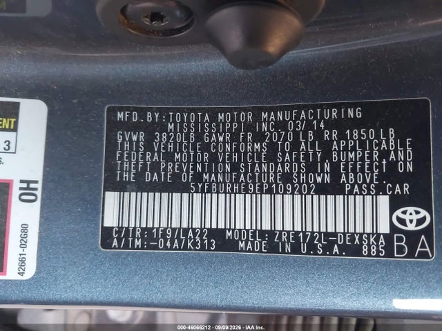 Toyota Corolla S Premium 2014 5YFBURHE9EP109202 Image 9