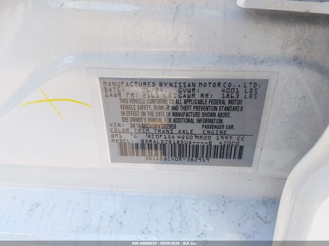 2024 Nissan Sentra Sv Xtronic Cvt მანქანა იყიდება აუქციონზე, vin: 3N1AB8CV0RY382959, აუქციონის ნომერი: 46066224