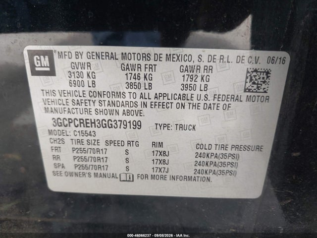 3GCPCREH3GG379199 Chevrolet Silverado 1500 1lt