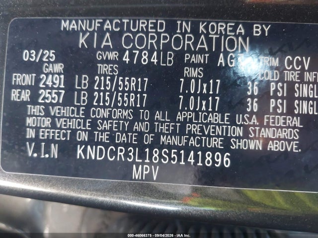 KNDCR3L18S5141896 KIA Niro Ev Wind