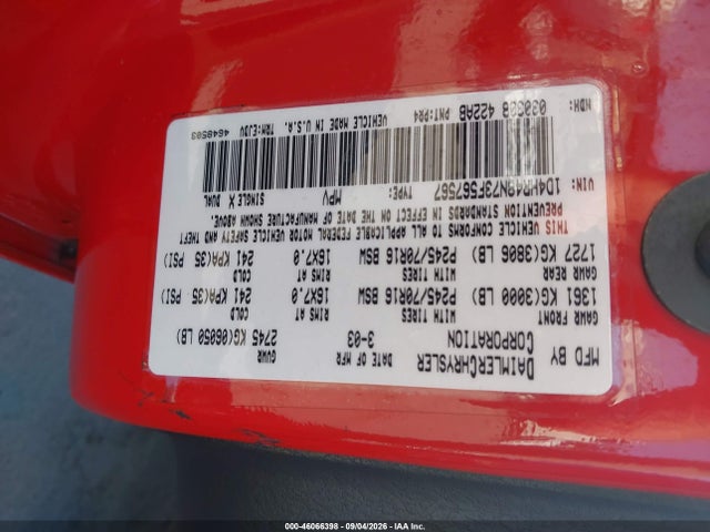 Продаж на аукціоні авто 2003 Dodge Durango Slt, vin: 1D4HR48N73F567567, номер лоту: 46066398