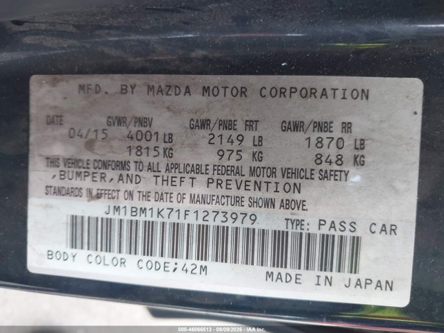 Продаж на аукціоні авто 2015 Mazda Mazda3 I Sport, vin: JM1BM1K71F1273979, номер лоту: 46066513