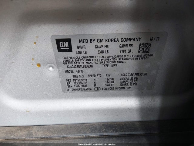 Продаж на аукціоні авто 2020 Buick Encore Awd Essence, vin: KL4CJGSB1LB036607, номер лоту: 46066567