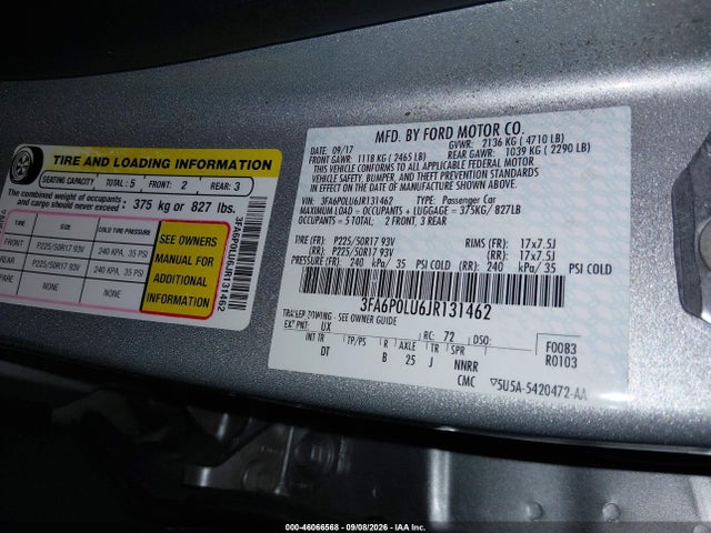 Ford Fusion Hybrid Se 2018 3FA6P0LU6JR131462 Image 9