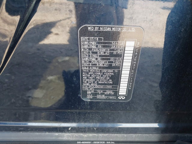 Aukcja sprzedaży 2019 Infiniti Qx50 Luxe, vin: 3PCAJ5M37KF117999, numer aukcji: 46066591