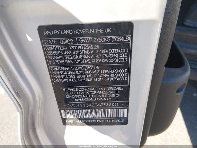 Aukcja sprzedaży 2003 Land Rover Discovery Se, vin: SALTY16423A786901, numer aukcji: 46066622