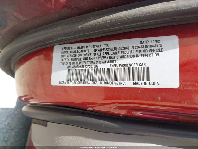 Продаж на аукціоні авто 2003 Subaru Legacy L/l W/special Edition Package, vin: 4S3BH635137307099, номер лоту: 46066683