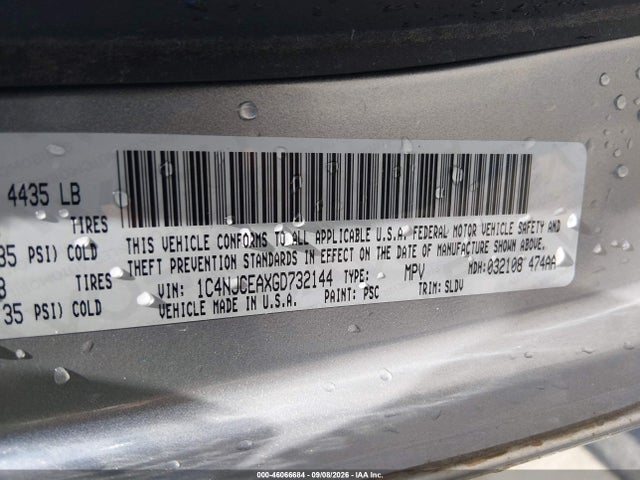 Auction sale of the 2016 Jeep Compass High Altitude Edition, vin: 1C4NJCEAXGD732144, lot number: 46066684