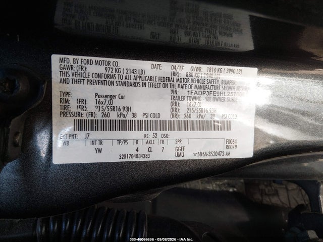 1FADP3FE9HL257689 Ford FOCUS SE