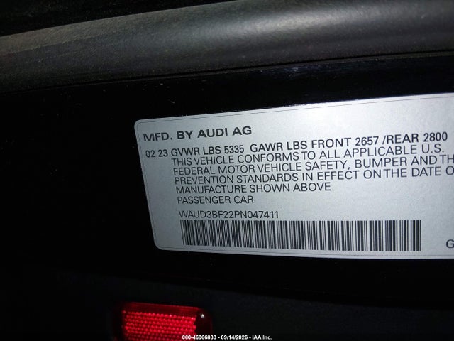 Продаж на аукціоні авто 2023 Audi A6 Premium 45 Tfsi Quattro S Tronic, vin: WAUD3BF22PN047411, номер лоту: 46066833