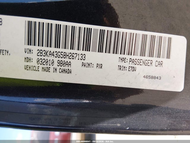 2008 Dodge Charger მანქანა იყიდება აუქციონზე, vin: 2B3KA43G58H267133, აუქციონის ნომერი: 46066841