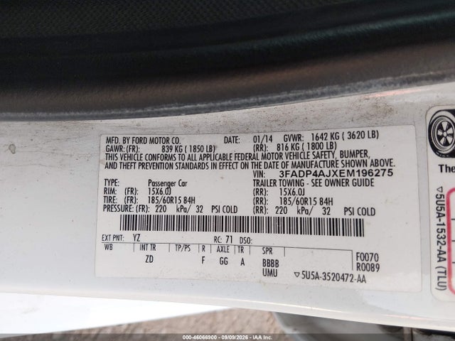 Ford FIESTA S 2014 3FADP4AJXEM196275 Image 9