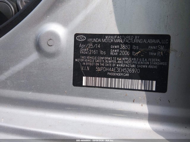 Продажа на аукционе авто 2014 Hyundai Elantra Se, vin: 5NPDH4AE3EH526970, номер лота: 46066904