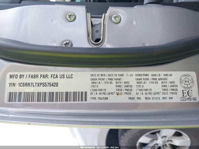 46066946 :رقم المزاد ، 1C6RR7LTXPS575420 vin ، 2023 Ram 1500 Classic Slt مزاد بيع