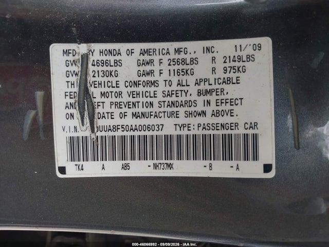 Aukcja sprzedaży 2010 Acura Tl 3.5, vin: 19UUA8F50AA006037, numer aukcji: 46066992