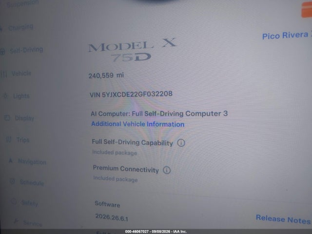 Aukcja sprzedaży 2016 Tesla Model X 60d/70d/75d/90d, vin: 5YJXCDE22GF032208, numer aukcji: 46067027