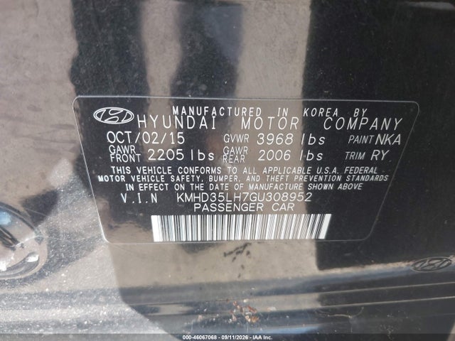 2016 Hyundai Elantra Gt მანქანა იყიდება აუქციონზე, vin: KMHD35LH7GU308952, აუქციონის ნომერი: 46067068