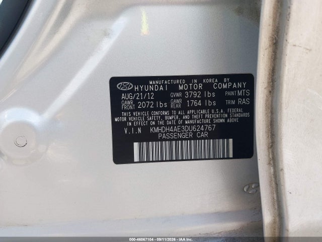 Продаж на аукціоні авто 2013 Hyundai Elantra Limited, vin: KMHDH4AE3DU624767, номер лоту: 46067104