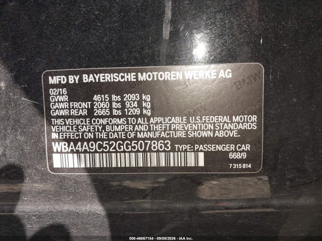 Продаж на аукціоні авто 2016 Bmw 428i Gran Coupe, vin: WBA4A9C52GG507863, номер лоту: 46067154
