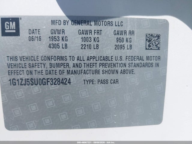 1G1ZJ5SU0GF328424 Chevrolet MALIBU HYBRID