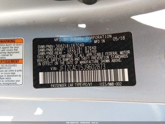 Aukcja sprzedaży 2018 Subaru Brz Limited, vin: JF1ZCAC15J9602873, numer aukcji: 46067252