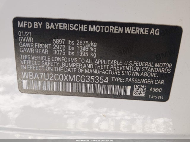 BMW 750i Xdrive 2021 WBA7U2C0XMCG35354 Image 9