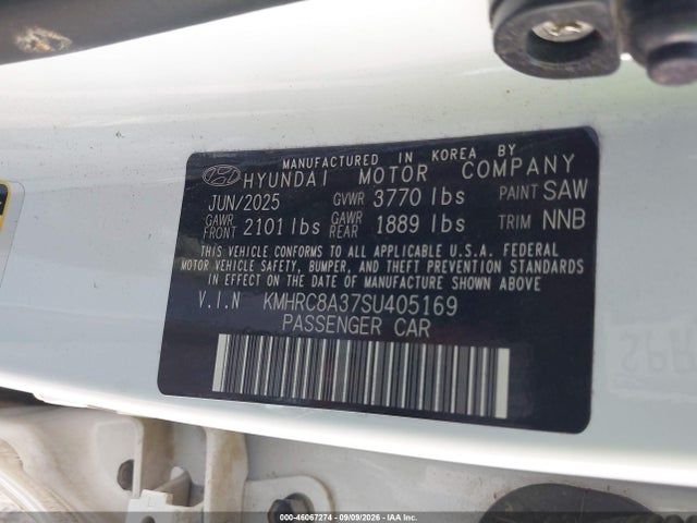 Aukcja sprzedaży 2025 Hyundai Venue Sel, vin: KMHRC8A37SU405169, numer aukcji: 46067274