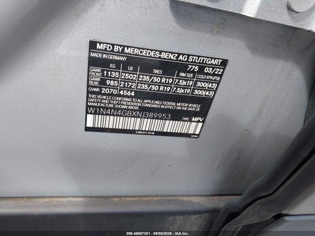 Aukcja sprzedaży 2022 Mercedes-benz Gla 250, vin: W1N4N4GBXNJ389953, numer aukcji: 46067301