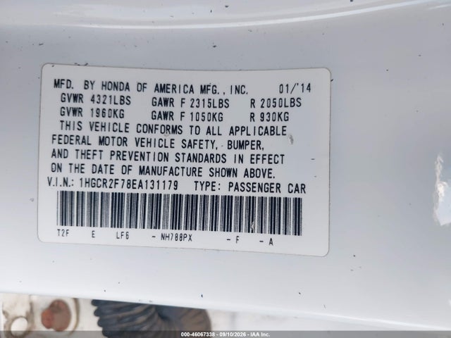 1HGCR2F78EA131179 Honda ACCORD EX
