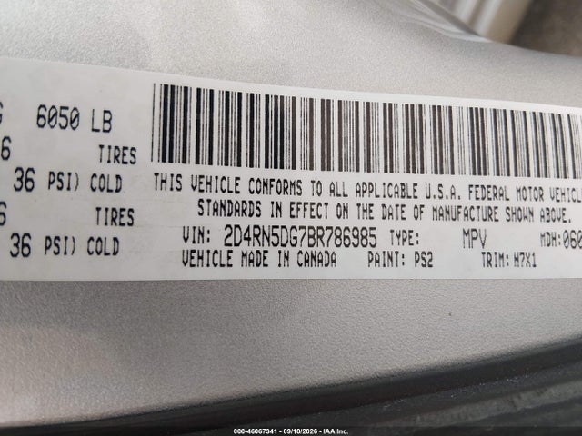 Продажа на аукционе авто 2011 Dodge Grand Caravan Crew, vin: 2D4RN5DG7BR786985, номер лота: 46067341