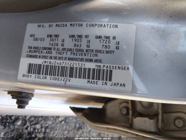 Aukcja sprzedaży 2003 Mazda Protege5, vin: JM1BJ246731221531, numer aukcji: 46067348