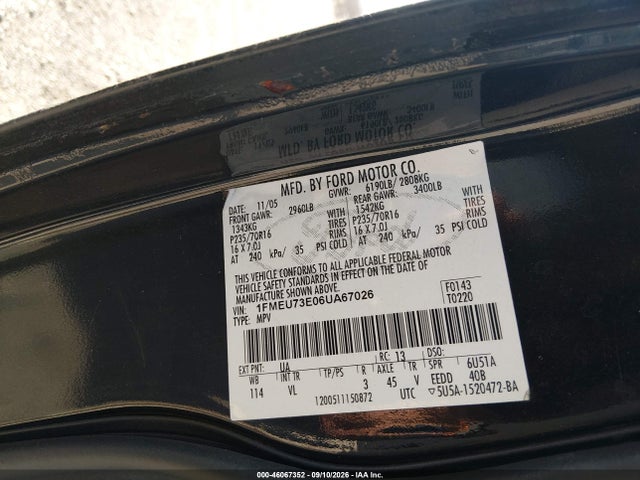 Продаж на аукціоні авто 2006 Ford Explorer Xlt, vin: 1FMEU73E06UA67026, номер лоту: 46067352