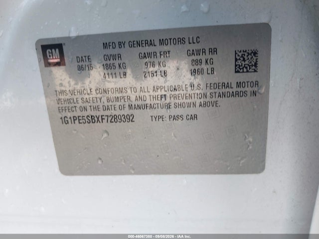 Продажа на аукционе авто 2015 Chevrolet Cruze 2lt Auto, vin: 1G1PE5SBXF7289392, номер лота: 46067380