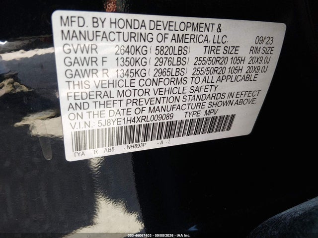 2024 Acura Mdx Technology Package მანქანა იყიდება აუქციონზე, vin: 5J8YE1H4XRL009089, აუქციონის ნომერი: 46067403