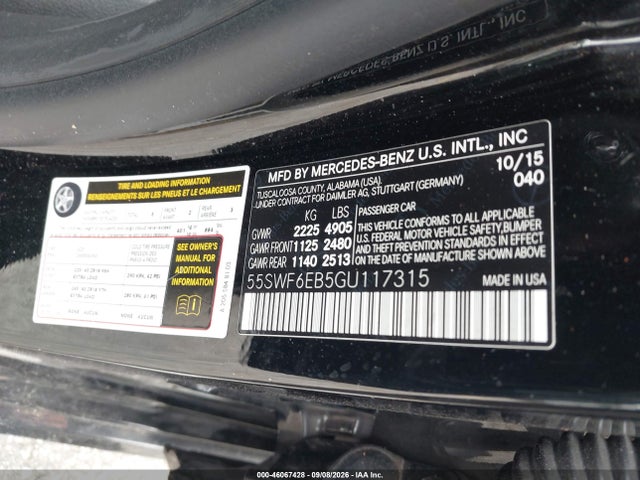 Продажа на аукционе авто 2016 Mercedes-benz C 450 Amg 4matic, vin: 55SWF6EB5GU117315, номер лота: 46067428