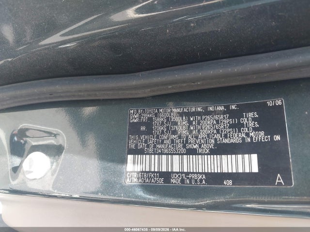 2006 Toyota Tundra Sr5 V8 მანქანა იყიდება აუქციონზე, vin: 5TBET34196S553200, აუქციონის ნომერი: 46067435