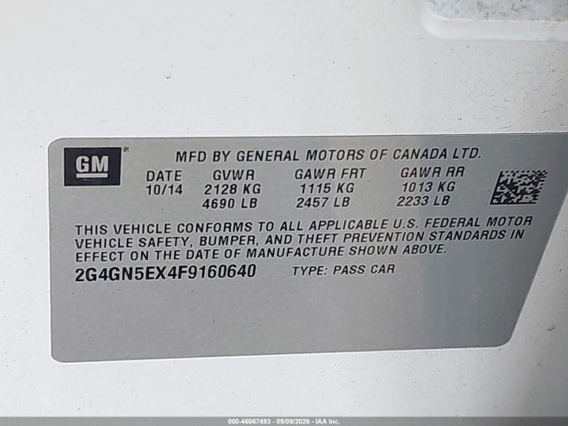 Продаж на аукціоні авто 2015 Buick Regal Turbo/e-assist Premium I, vin: 2G4GN5EX4F9160640, номер лоту: 46067493