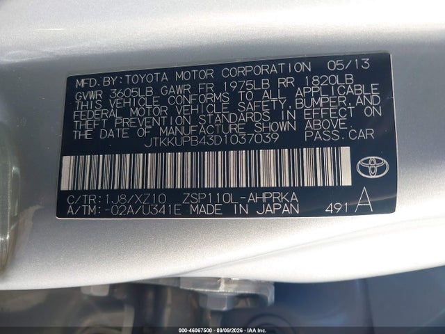 Продажа на аукционе авто 2013 Scion Xd 10 Series, vin: JTKKUPB43D1037039, номер лота: 46067500