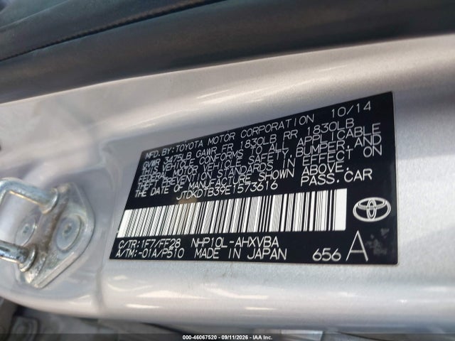 46067520 :رقم المزاد ، JTDKDTB39E1573616 vin ، 2014 Toyota Prius C Two مزاد بيع