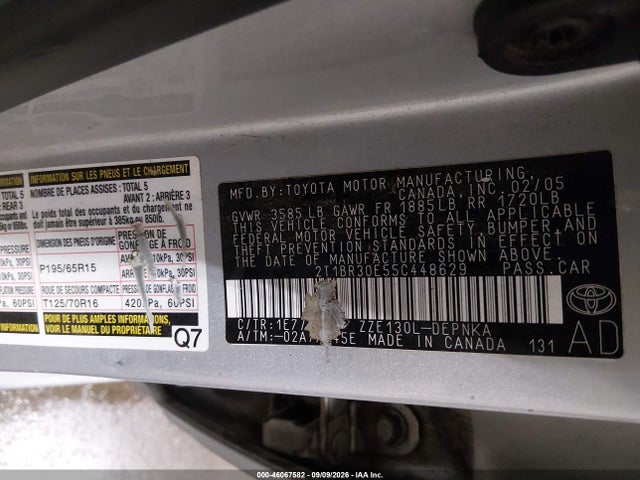 Aukcja sprzedaży 2005 Toyota Corolla Le, vin: 2T1BR30E55C448629, numer aukcji: 46067582