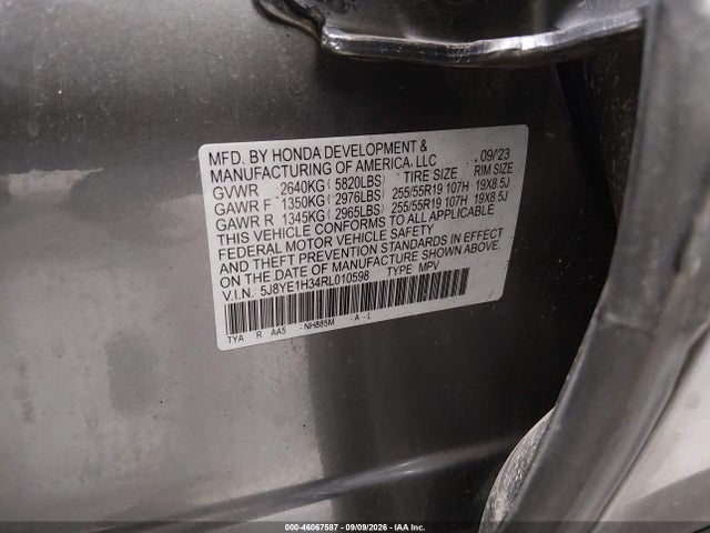 46067587 :رقم المزاد ، 5J8YE1H34RL010598 vin ، 2024 Acura Mdx مزاد بيع