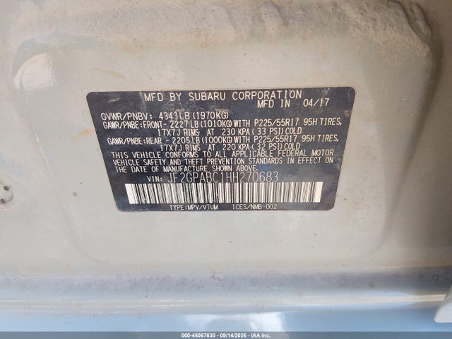 Subaru Crosstrek 2.0i Premium 2017 JF2GPABC1HH270683 Image 9