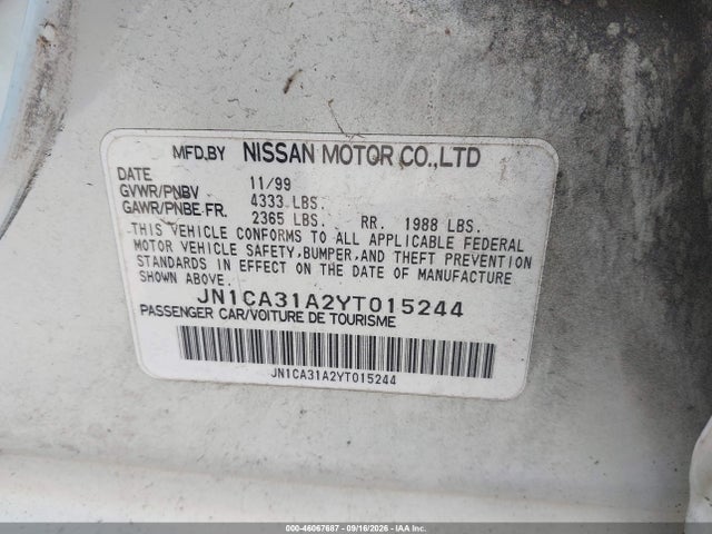 46067687 :رقم المزاد ، JN1CA31A2YT015244 vin ، 2000 Nissan Maxima Gle/gxe/se مزاد بيع