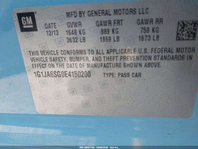 Chevrolet Sonic Ls Auto 2014 1G1JA6SGOE4150200 Image 9