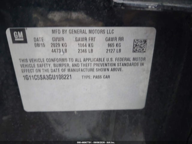 Chevrolet Malibu Limited Lt 2016 1G11C5SA3GU108221 Image 9