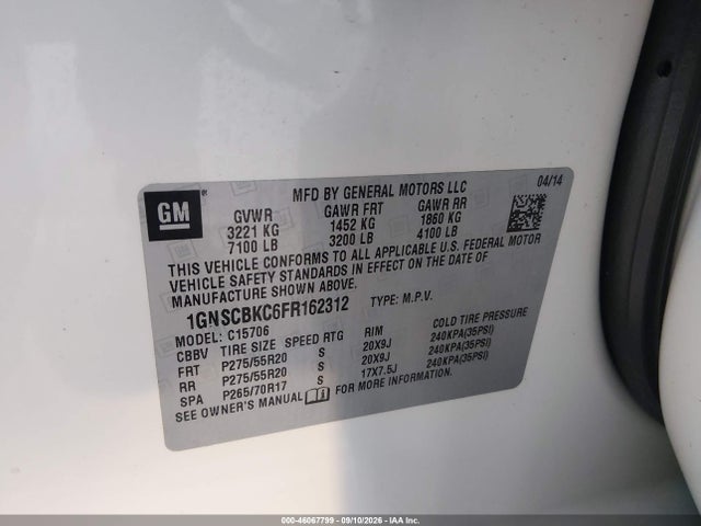 1GNSCBKC6FR162312 Chevrolet Tahoe Lt